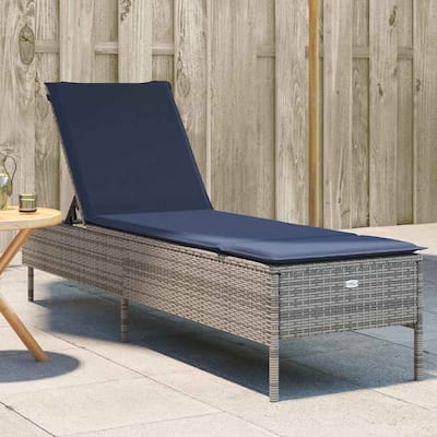 vidaXL Sun Lounger with Cushion Chaise Lounge Poly Rattan Brown/Gray/Black - 21.7 x 78 x 38.2