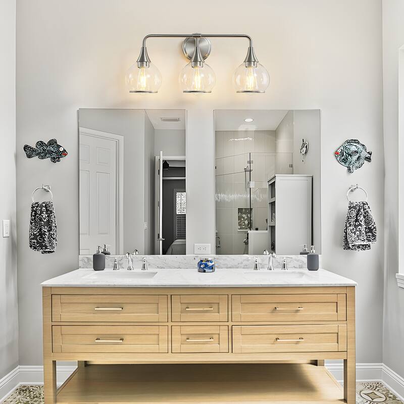 Modern Vanity Lights Dimmable Bathroom Light Fixtures with Glass Shade