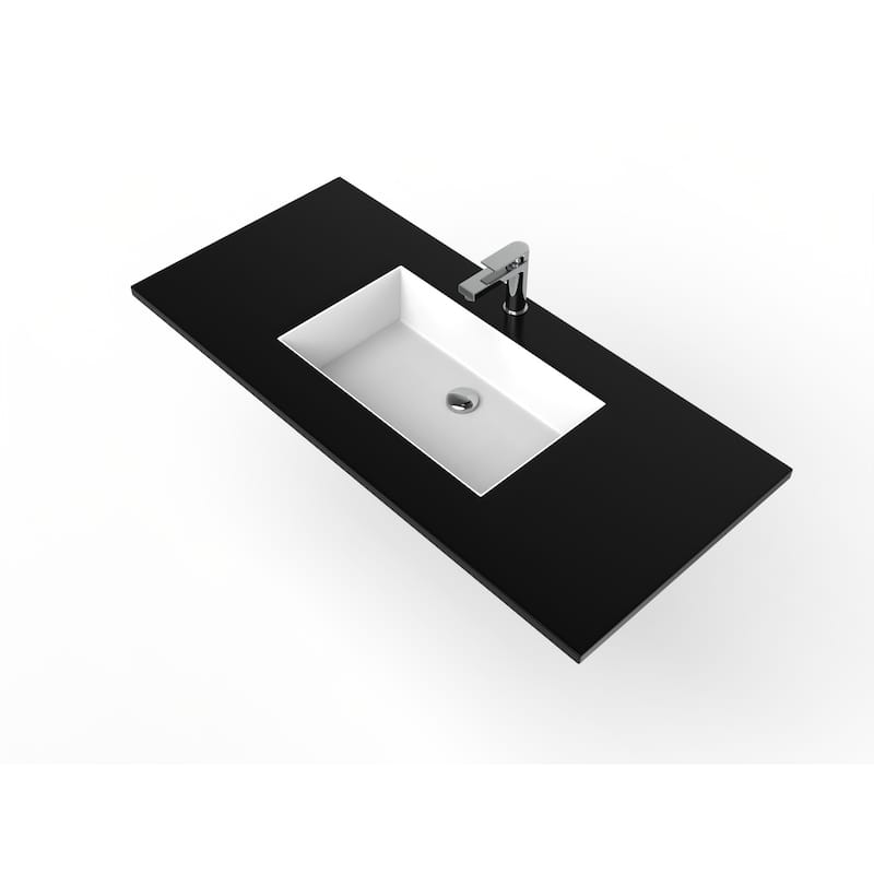 Serenity Solid-Surface Bathroom Vanity Top with Sink - 48" - Black