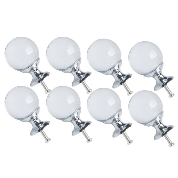 8pcs Crystal Knobs Aluminum Alloy Base Round Shape Knob Drawer Pull Handle Furniture Cabinet Cupboard Wardrobe Dresser (Clear)