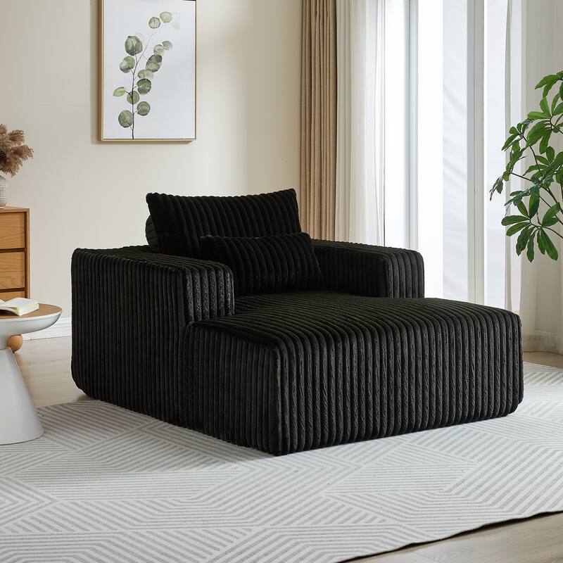 Oversized Corduroy Lounge Chair with Pillow Support - Sofa, Sleeper Couch, Chaise, Ottoman Bench