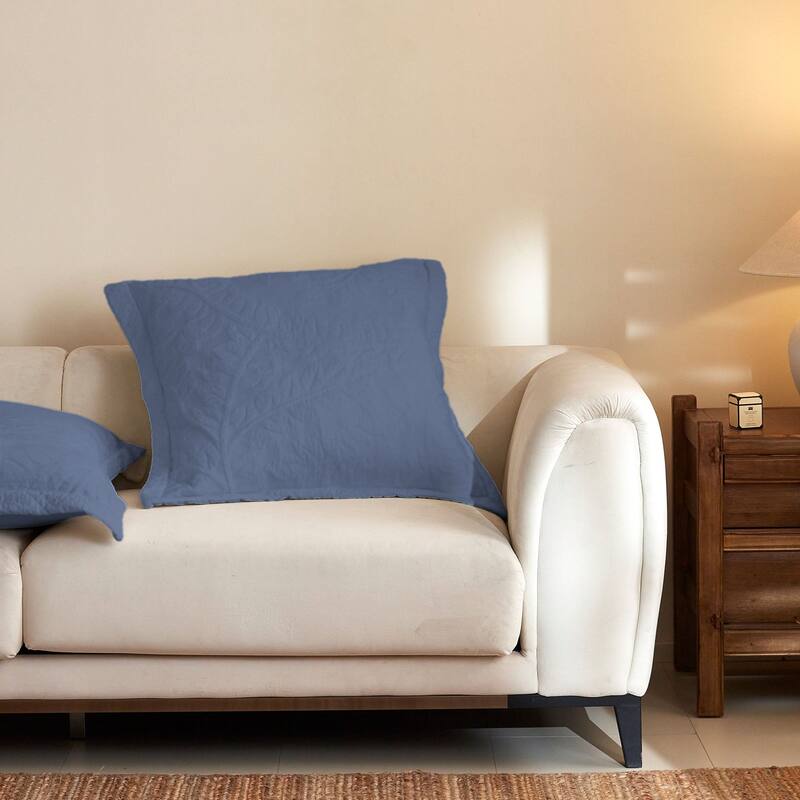 2 Pcs Cotton Embroidered Quilted Euro Shams 26"x26"