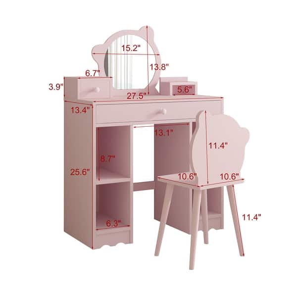 Kids Vanity, 2 in 1 Princess Makeup Desk & Chair Set