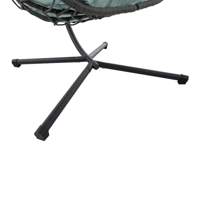 Steel Frame Wicker Egg Chair with Stand and Indoor/Outdoor Hanging Swing Chair