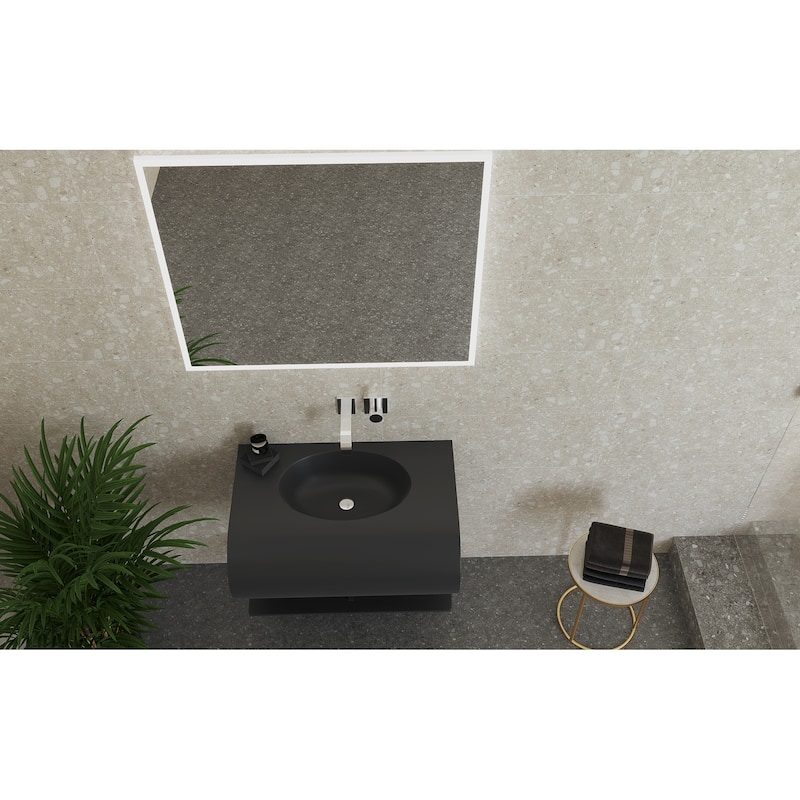 Soprano 30" Wall Mounted S Shape Sink with Shelf - No Faucet Hole