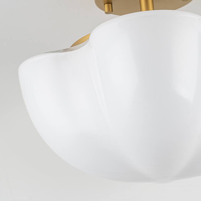 Modern Glam 3-Light Opal Glass Semi Flush Mount - Gold - 12.2-in W x 9.4-in H