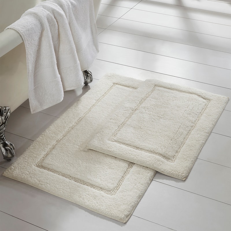 Modern Threads Solid-loop Differently Sized Bathmats (Set of 2) - White