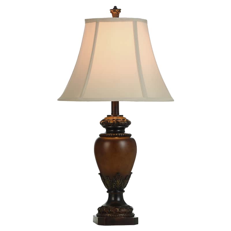 StyleCraft Lainey Table Lamp - Brown Finish - Cream/Light Beige Bell Shaped Shade