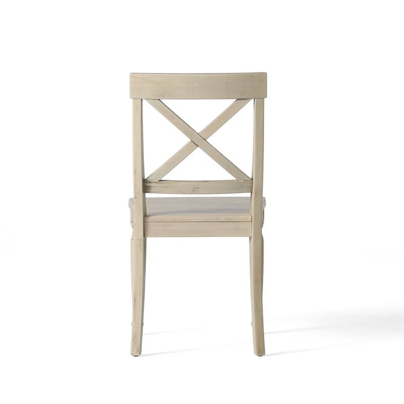 Indoor Acacia Wood Dining Chairs with X-Back Design, Set of 2