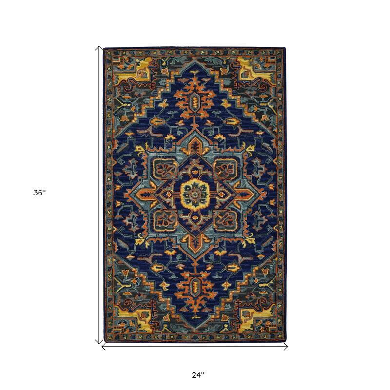 HomeRoots Medallion Bohemian Rectangle Area Rug