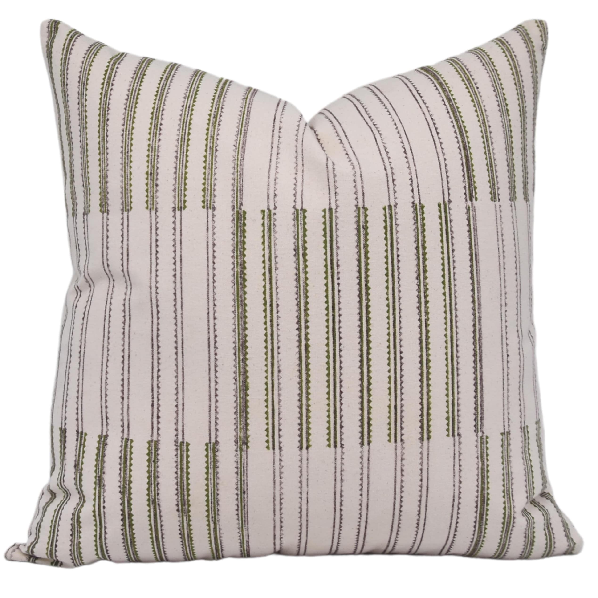 Fabdivine Minimalist Cotton Strip Block Print Pillow Cover Living Room Decor, Pahadi