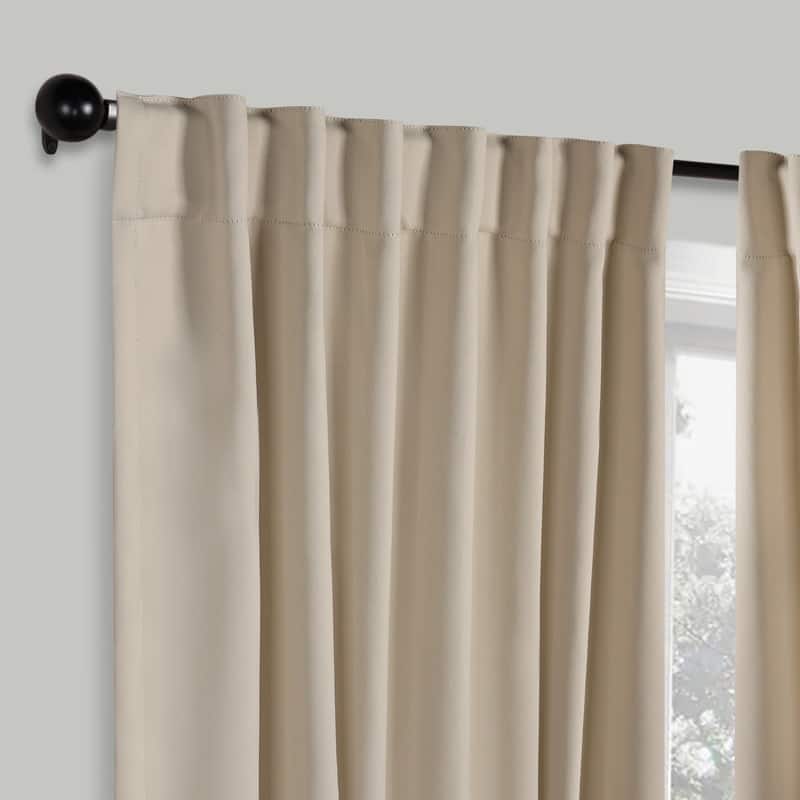 Superior Solid Machine Washable Room Darkening Blackout Curtains with Back Tabs, Set of 2