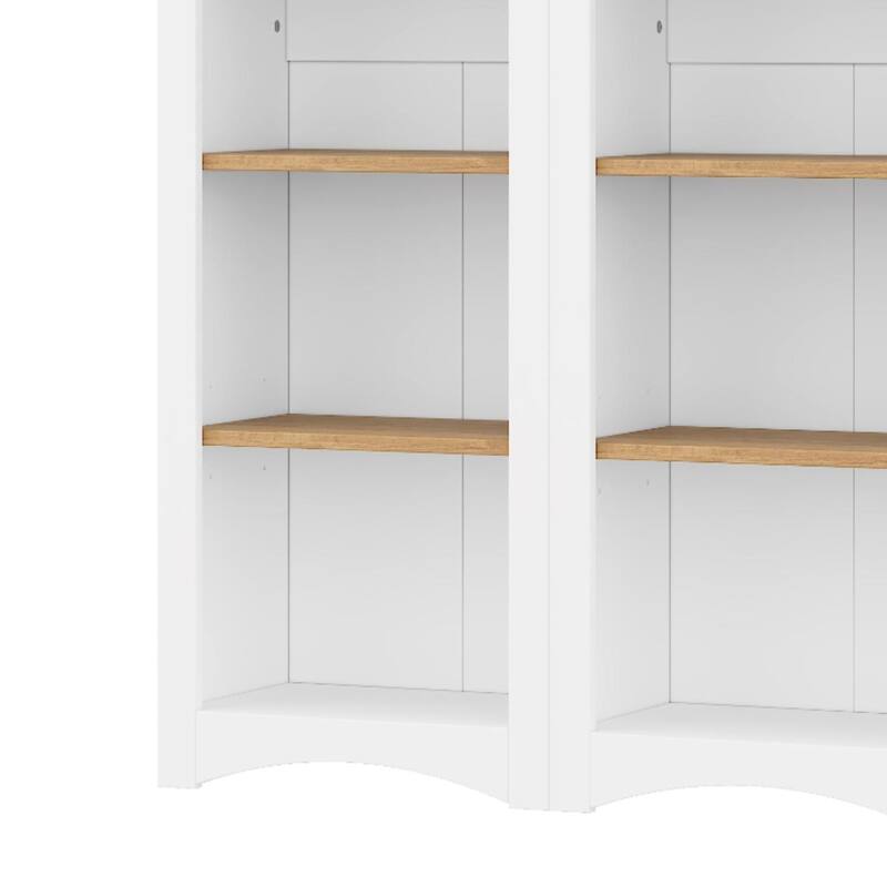 Free Standing 5 Tier Bookshelves Set of 2, Farmhouse Two-Tone Storage Cabinet - 39.3" W × 12.4" D × 72" H