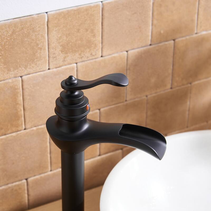 Waterfall Single Hole Single-Handle Vessel Bathroom Faucet With Pop-up Drain Assembly