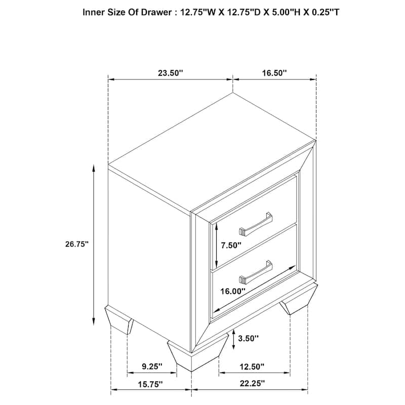 Kauffman Transitional 2-drawer Nightstand