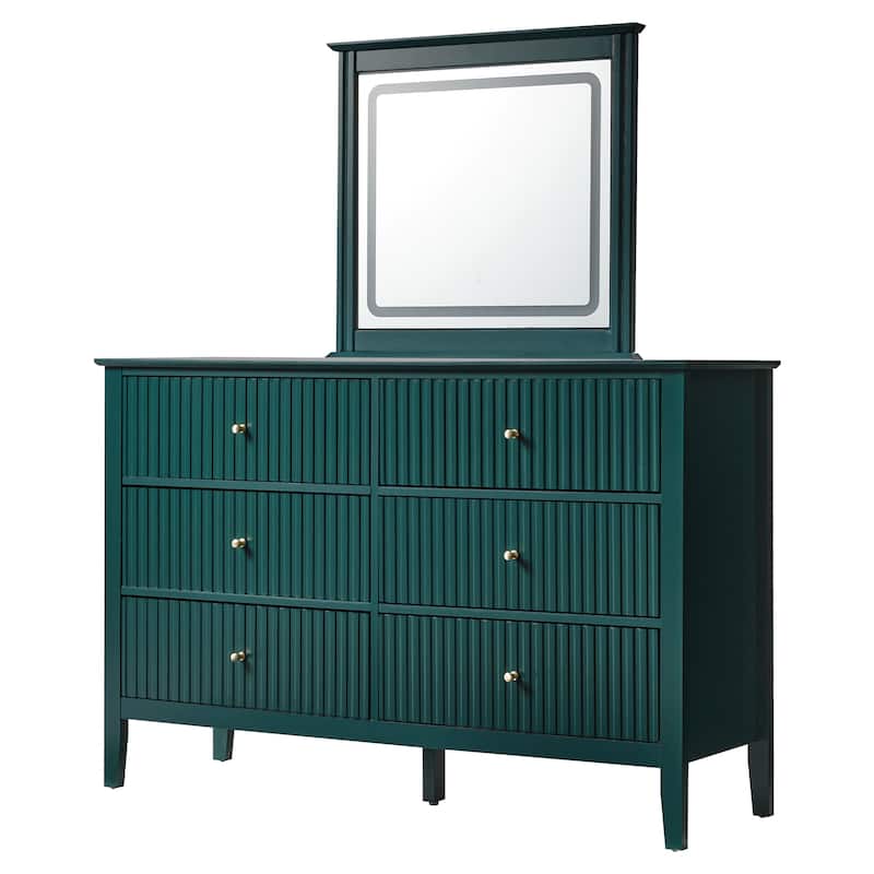 6 Drawer Dresser Fluted Modern with 5 Colors Available | High Weight Capacity Wood Dresser for Bedroom