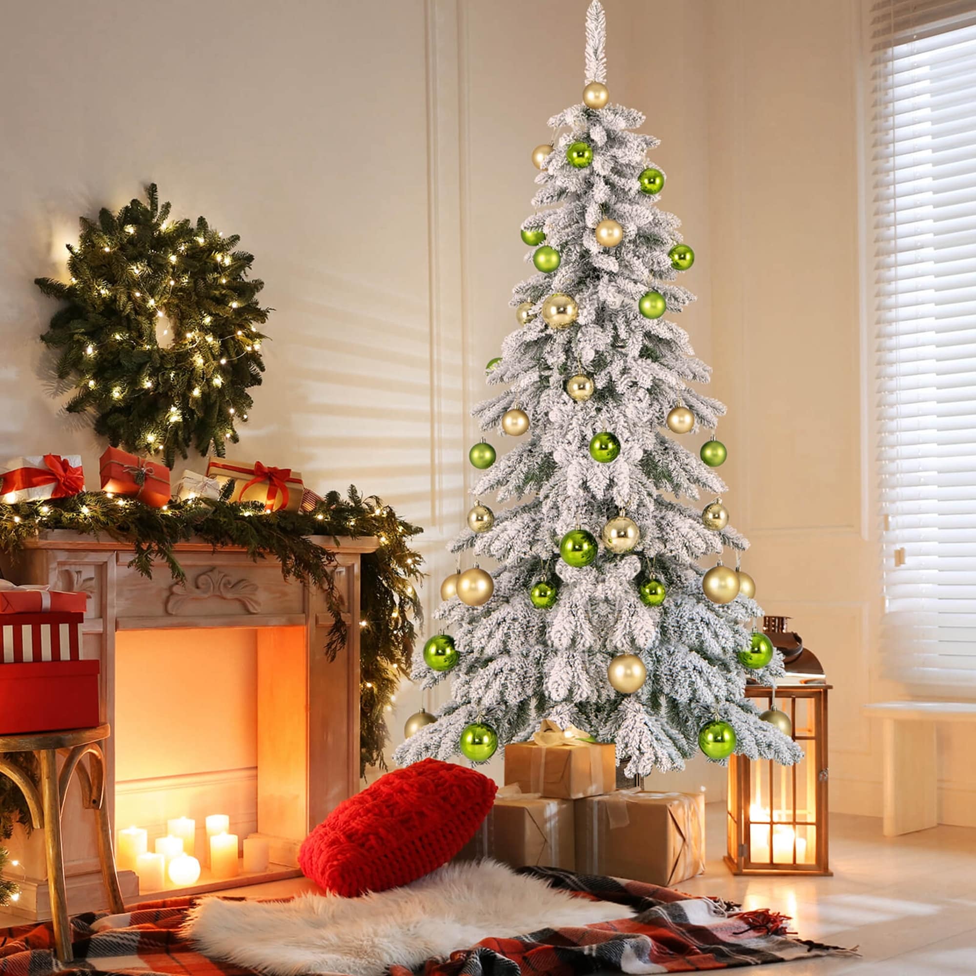Costway 1 PCS 6 FT Artificial Xmas Tree Hinged Christmas Tree with 589 - 1 PCS