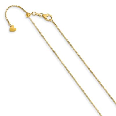 Curata Italian 14k White Gold Adjustable 0.7mm Baby Box Chain Necklace 22 Inch (WG or YG)