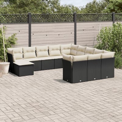 vidaXL Garden Sofa Set Black, Cream White - 21.7 x 21.7 x 14.6