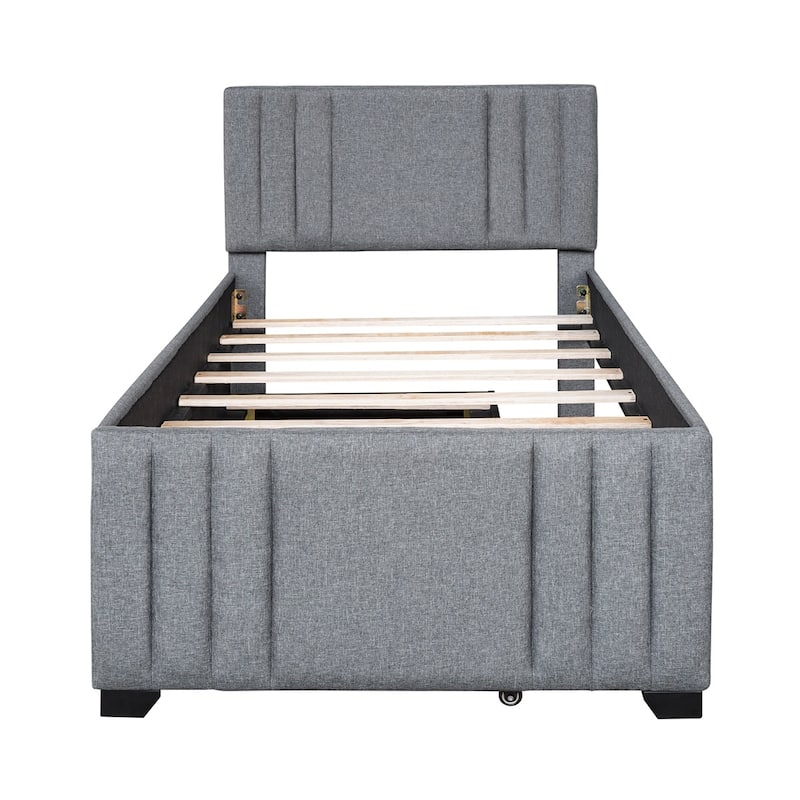 Merax Upholstered Platform Bed with Twin Trundle