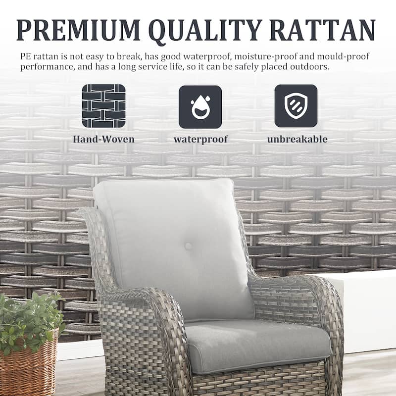 Outdoor Swivel Rocker Wicker Patio Chairs Set of 3
