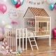 preview thumbnail 1 of 7, Twin Size Loft Bed With Roof and Window,Guardrail and Ladder for Home White