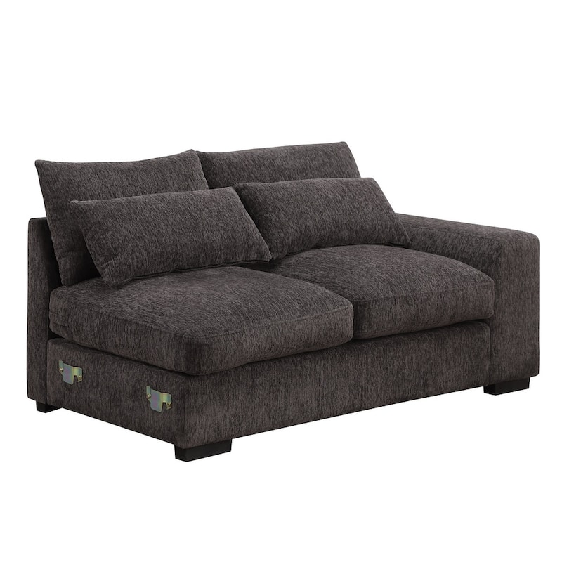 Modern Modular Sectional Sofa with Ottomans and Built-in Console, Cupholders