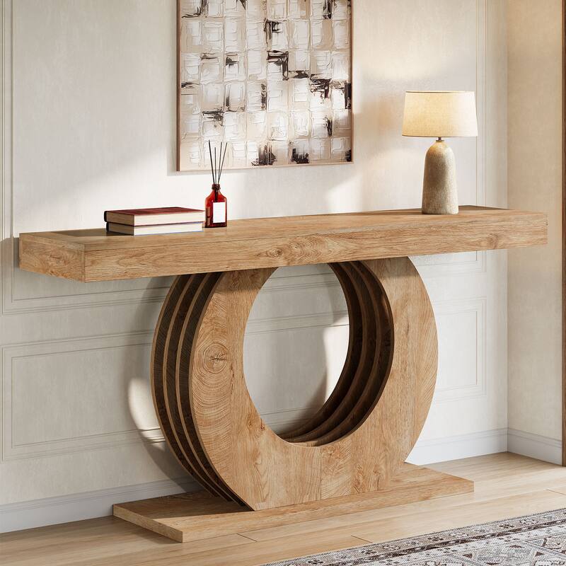 Wood Console Sofa Table, 63-Inch Rustic Farmhouse Entryway Table
