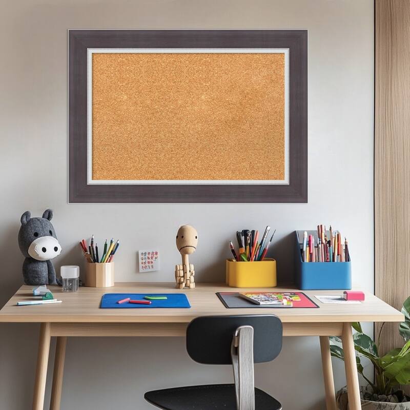 Ellie Brown Silver Framed Cork Board - Bulletin Board, Organization Board, Pin Board