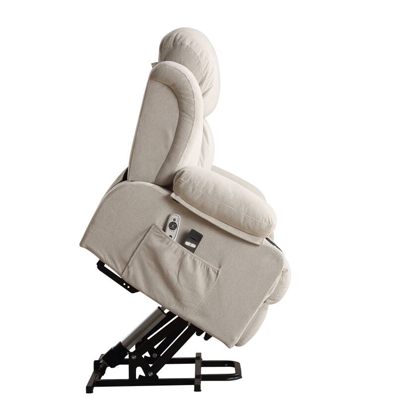 Power Lift Recliner Chair with Heat and Massage for Elderly with USB and Side Pockets