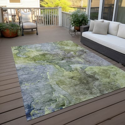 Machine Washable Indoor/ Outdoor Chantille Abstract Modern Rug