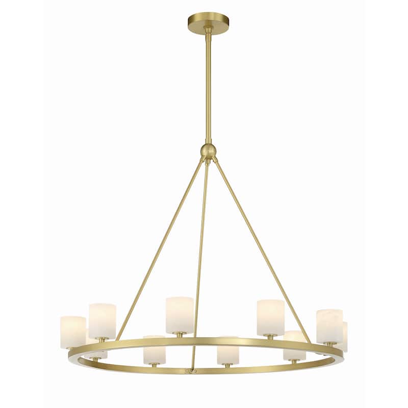Aragon 10 Light Soft Brass Chandelier - 34.75"W x 30"H x 34.75"D