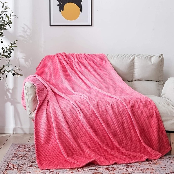 Soft Throw Blanket Premium Silky Flannel Fleece Leaves Pattern