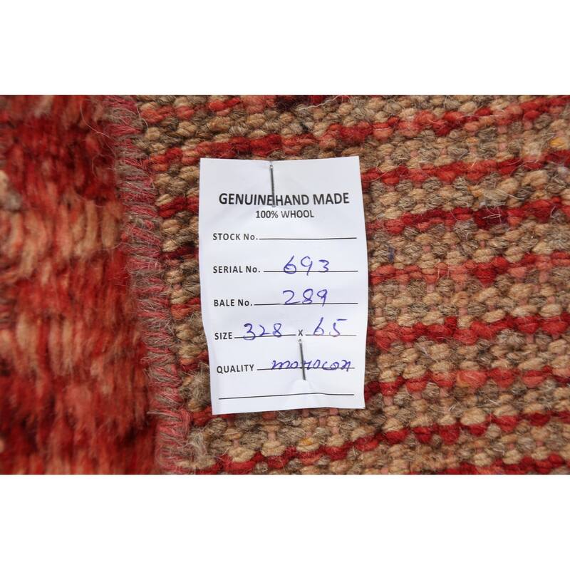 Geometric Tribal Moroccan Wool Runner Rug Hand-knotted Oriental Carpet - 2'1" x 11'2"