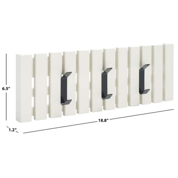 dimension image slide 2 of 12, SAFAVIEH Cato 3-Hook Wall Mounted Coat Rack - 19" W x 1" D x 7" H