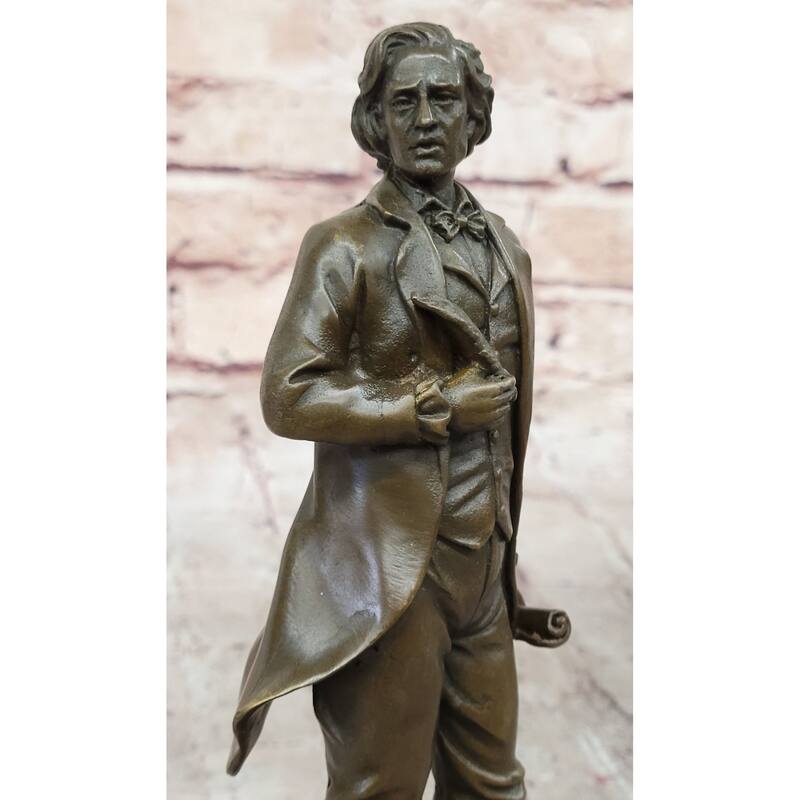 18Th Or 19Th Century Man Bronze Sculpture Statue Figure On Marble Base