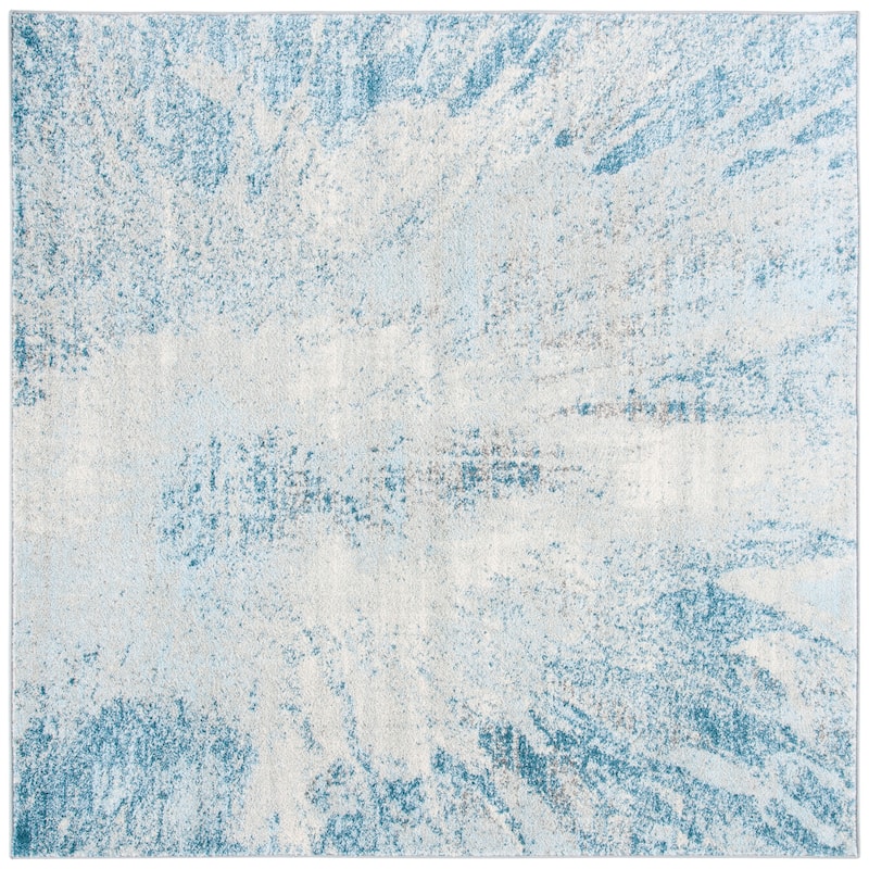 SAFAVIEH Tulum Hortense Modern Abstract Burst Rug - 5' Square - Grey/Blue