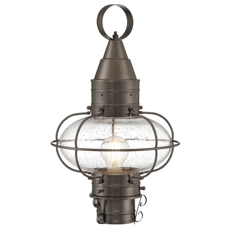 Elk Home Classic Onion Outdoor Post Light - Gun Metal with Seeded Glass