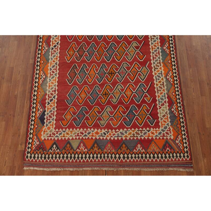 Kilim Qashqai Persian Area Rug Hand-Woven Tribal Wool Carpet - 5'3" x 7'11"
