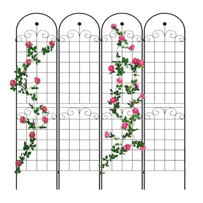 4 Pack Metal Outdoor Black Garden Netting Trellis