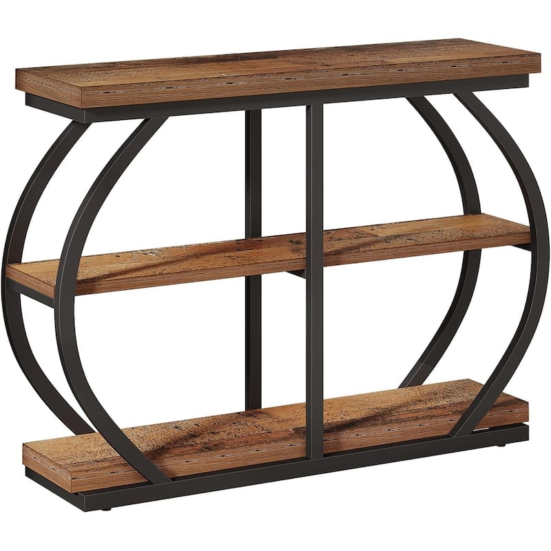 41.3" Industrial 3-Tier Console Table with Arched Metal Frame and Shelves - 11.8"D × 41.3"W × 31.5"H