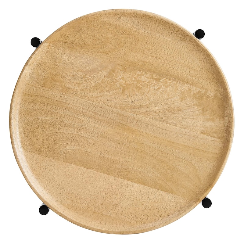 Xilo Round Wood and Metal Side Table