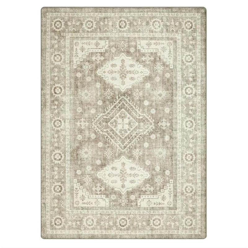 Mcow Sage Green Boho Pattern Ultra-Thin Low-Pile Washable Non-Slip Area Rug