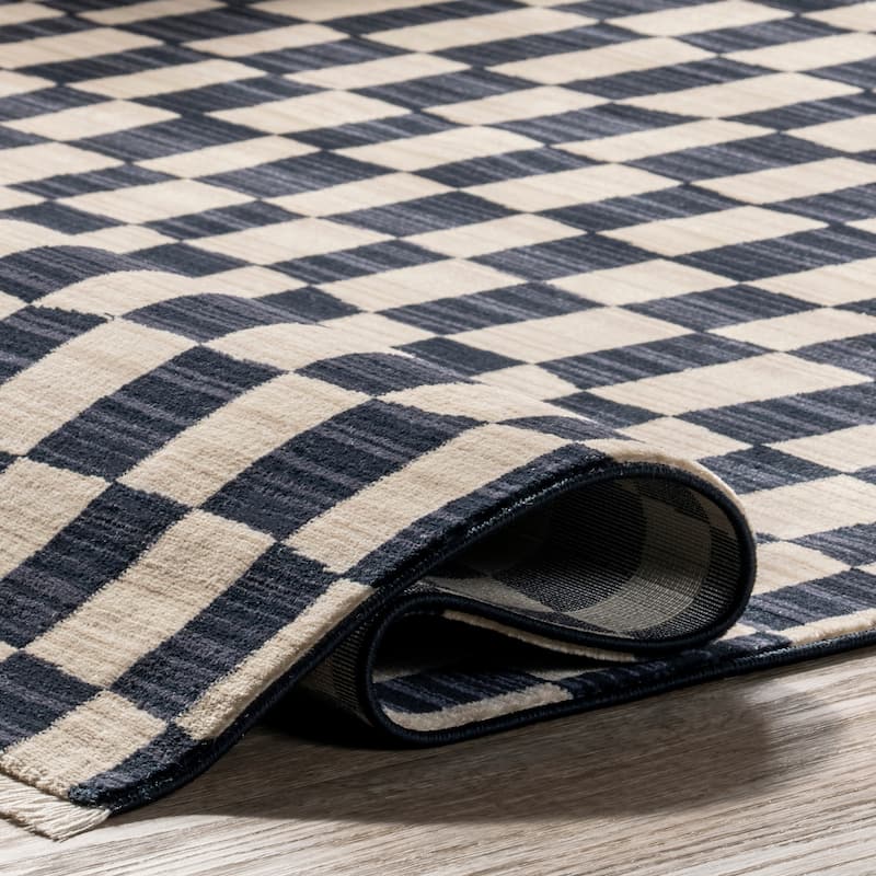 Nuloom Dominique Abstract Checkered Fringe Area Rug