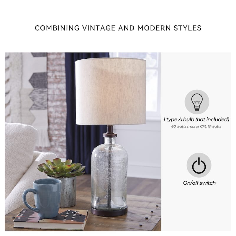 Bandile Modern Farmhouse Glass Table Lamp - 10"W x 10"D x 22"H