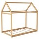 preview thumbnail 12 of 10, Wood Color Wooden Twin Size House Bed, Kids Bed with House-shaped Roof