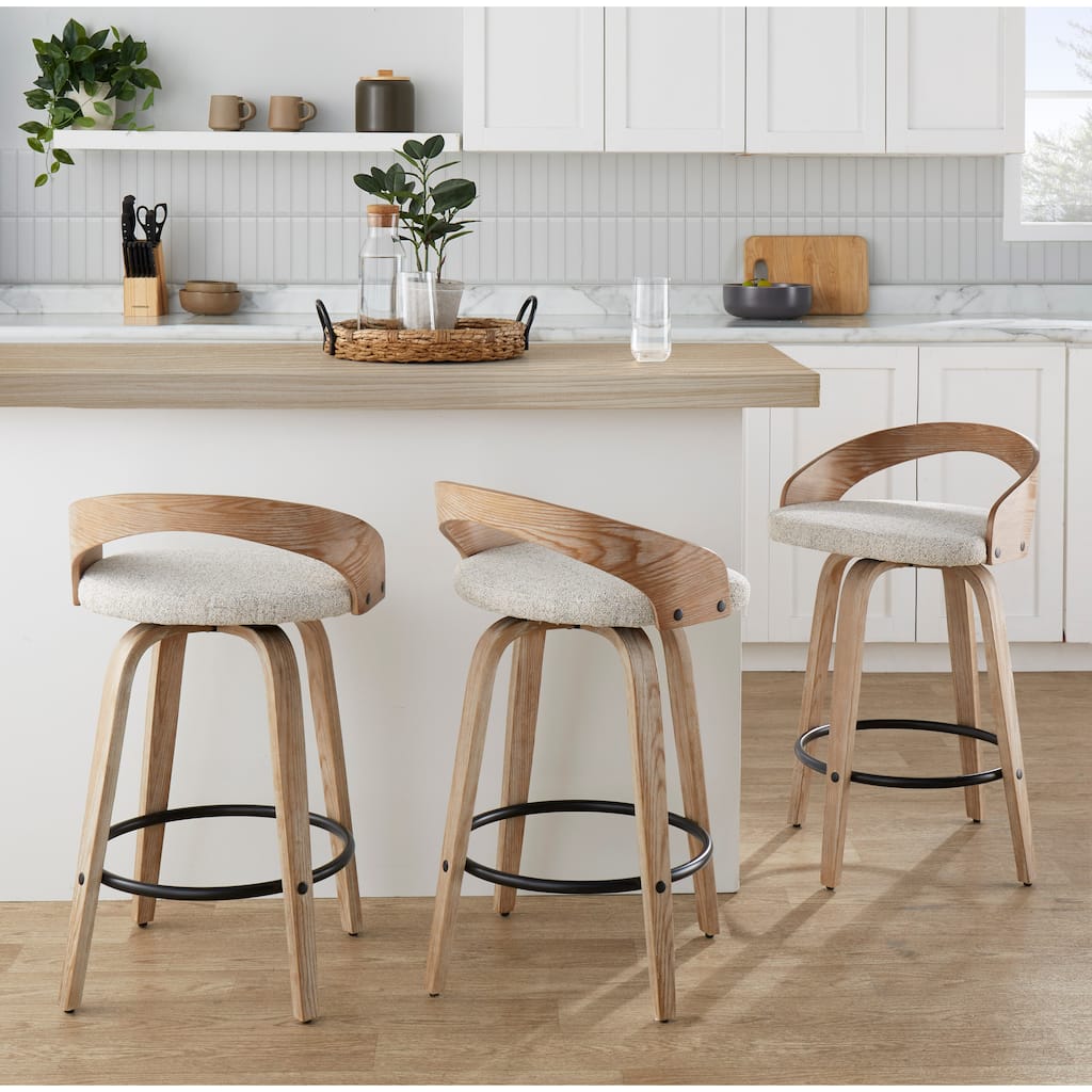 Carson Carrington Stavanger 26" Fixed-Height Counter Stool with Bent Wood Legs & Round Footrest (Set of 2)
