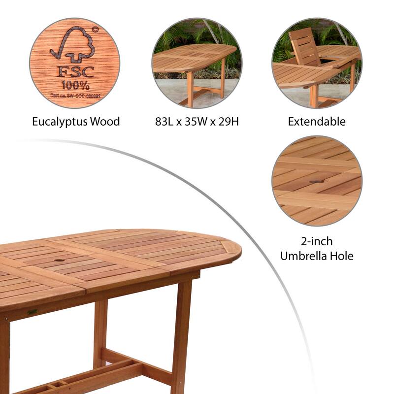Amazonia Greta Outdoor Patio Wood Dining Table