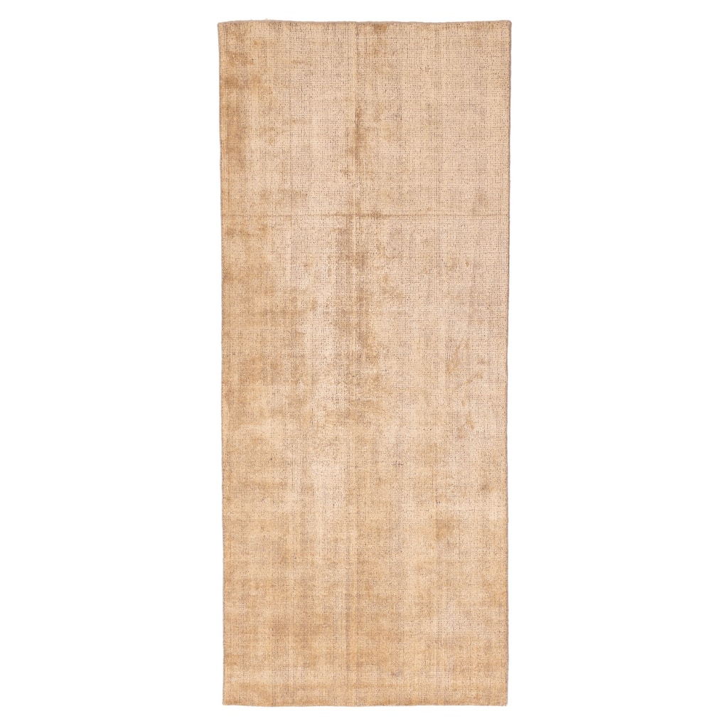 ECARPETGALLERY Hand-knotted Silk Shadow Light Gold Viscose, Wool Rug - 4'0 x 9'9
