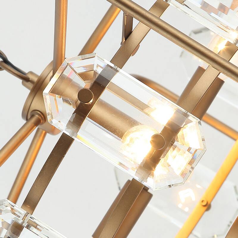 4-Light Modern Gold Crystal Chandelier Lighting - 18.11 inches Lx 18.11 inches W x 8.78 inches H